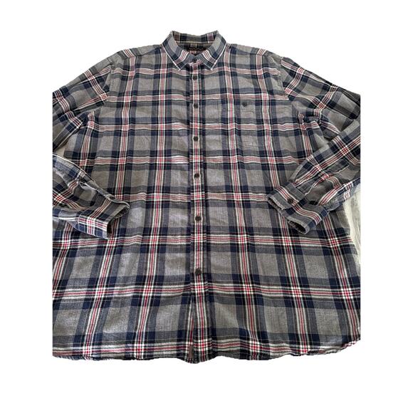 Banana Republic Flannel Shirt Men XL Untucked Slim Fit Red Gray Long Sleeve - Picture 4 of 8